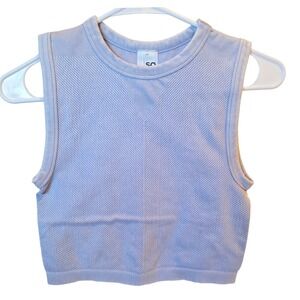 SO Goods for Life Womens M Tank Top Light Blue Ribbed Cropped Athletic Seamless